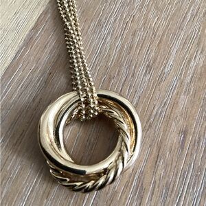 Twisted Gold-Tone Circle Pendant Necklace
